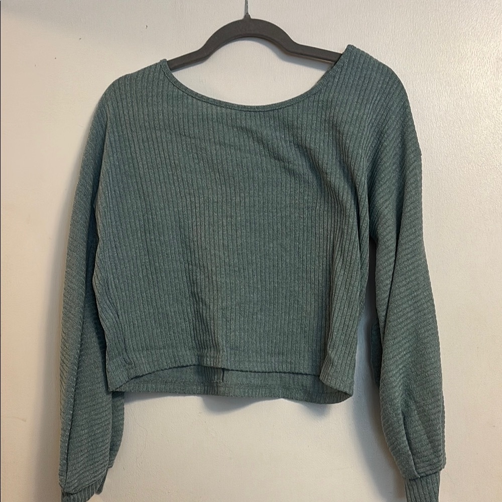 Ribbed Long Sleeve Top in Teal